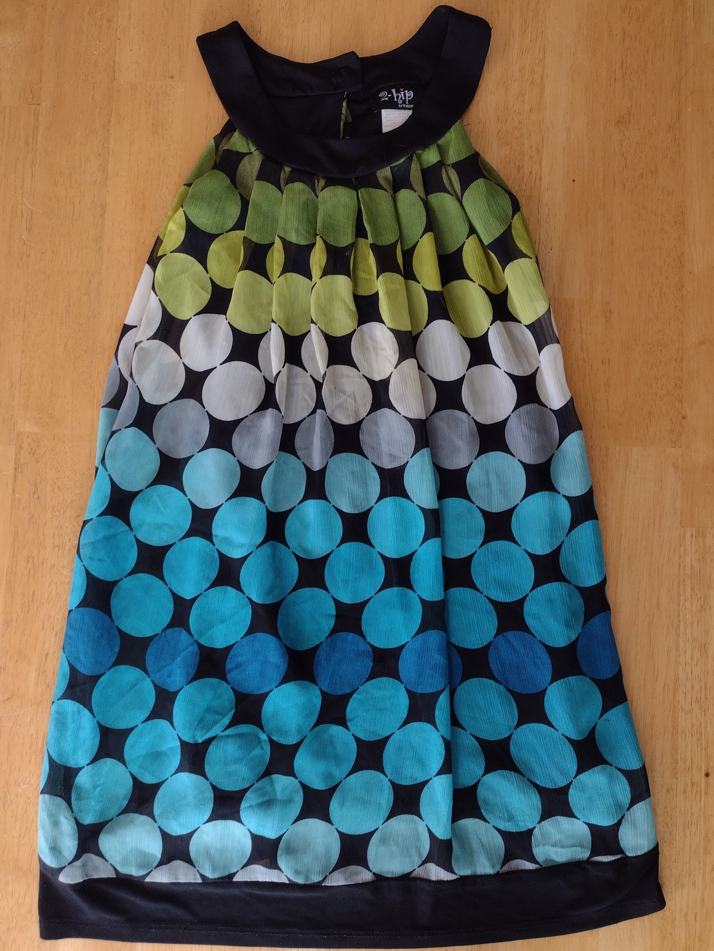 3for $15! Polka Dot Ombre Halter Dress with Navy Trim
